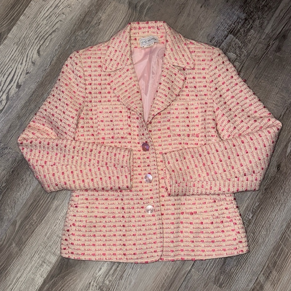 Vintage Tweed J. G. Hook Shade of Pink Blazer Size 6